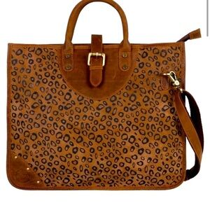 Vaan & Co Jade Mixed Animal Print Suede and Leather Up Cycled Messenger …